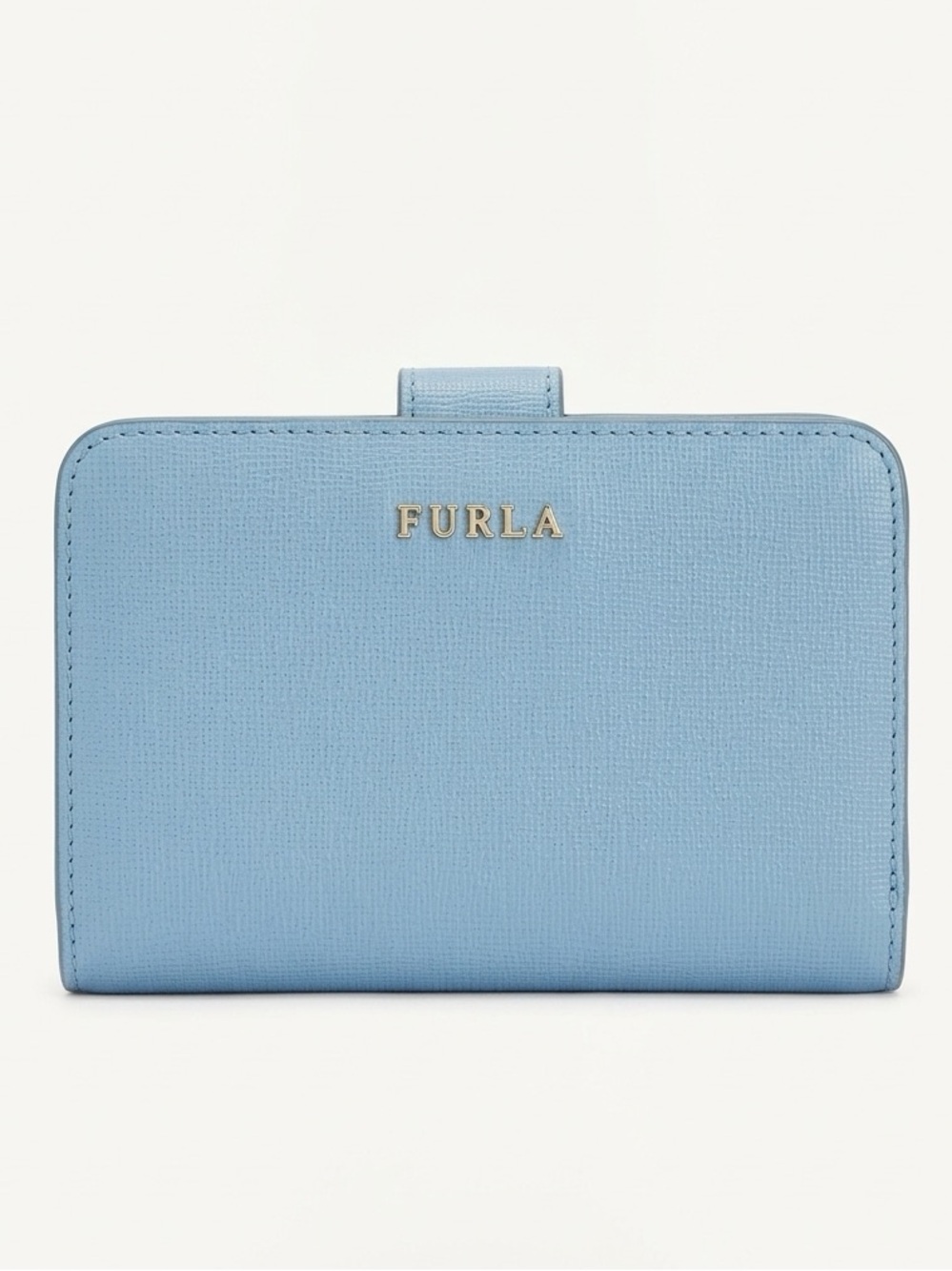 Furla Light Sky Blue Babylon Leather Compact Zip Wallet